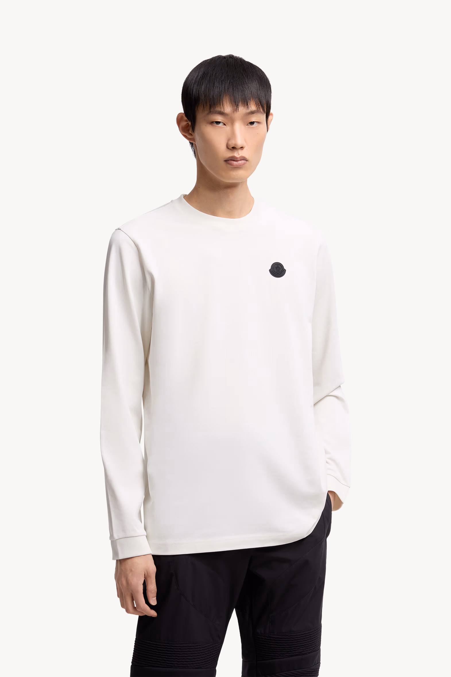 Graphic Logo Long Sleeve Cotton T-Shirt Men White Moncler 3